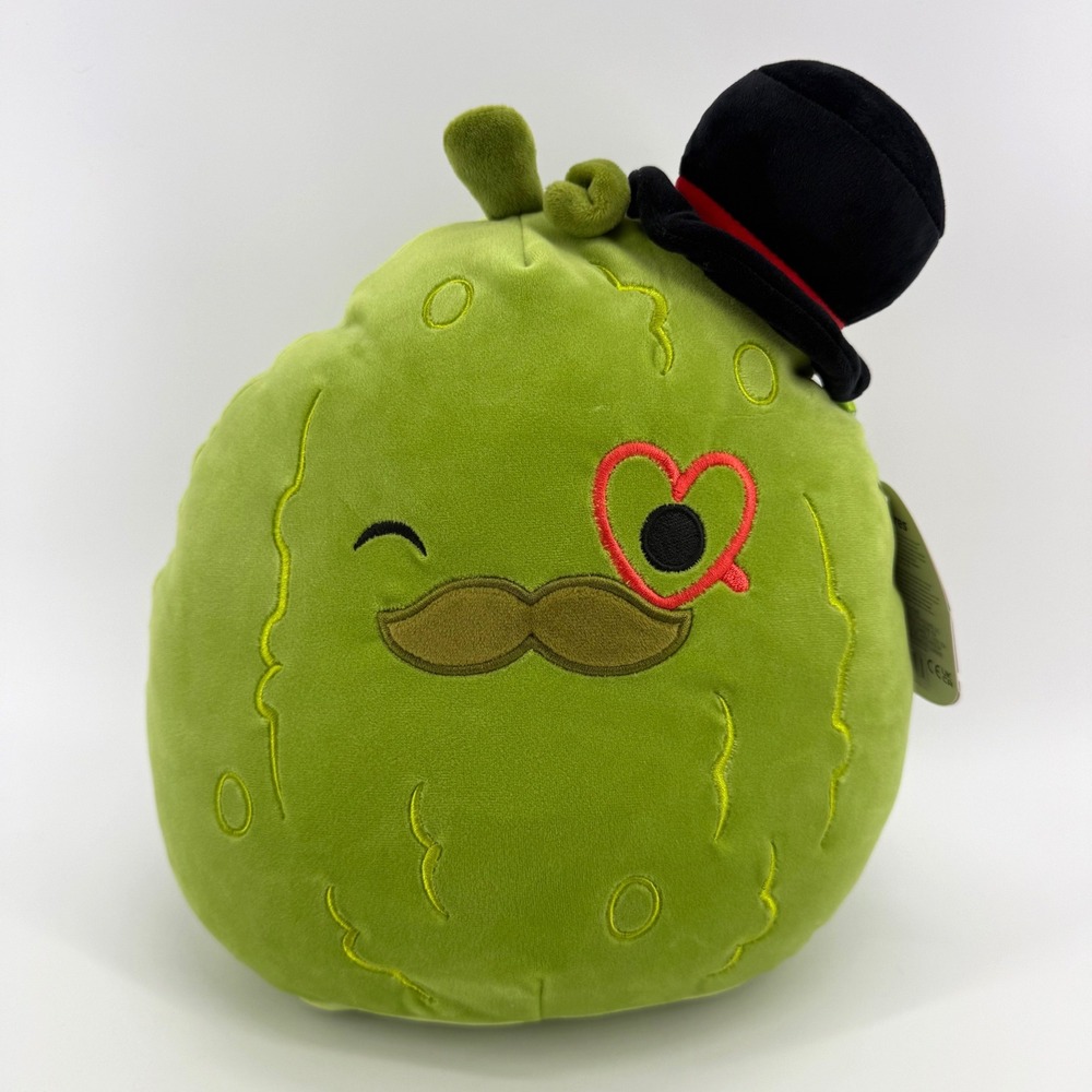 Squishmallows Charles the Pickle 12 Inch Valentine Plush Top Hat Heart Monocle
